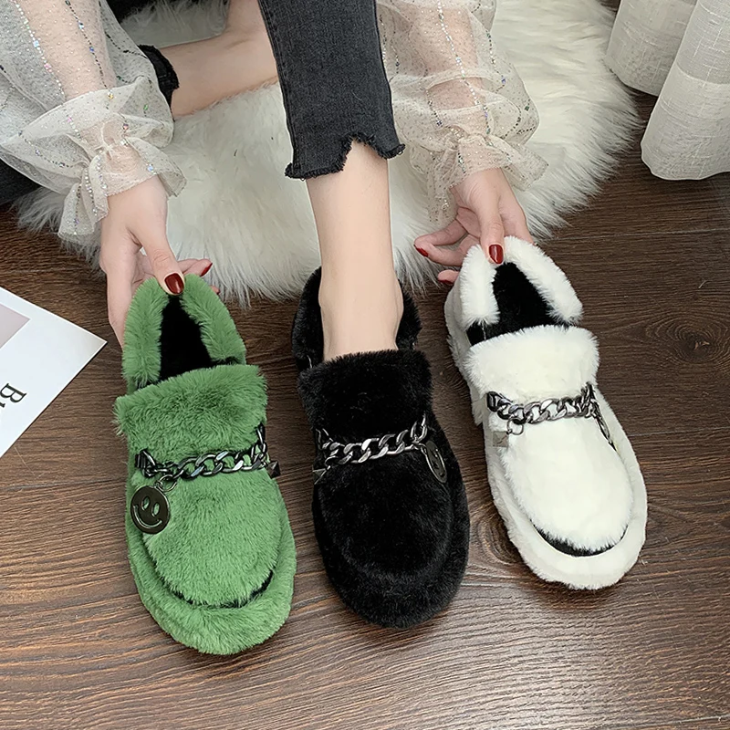 

Shoes Woman 2019 Women's Moccasins Modis Round Toe Autumn All-Match Clogs Platform Casual Female Sneakers Loafers Fur New Cute