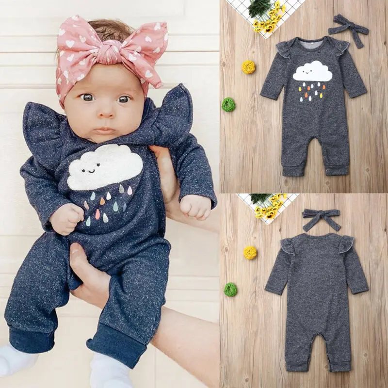 Toddler Kid Baby Boy Girl Autumn Winter Clothes Ruffle Romper Jumpsuit Cotton Outfit Children