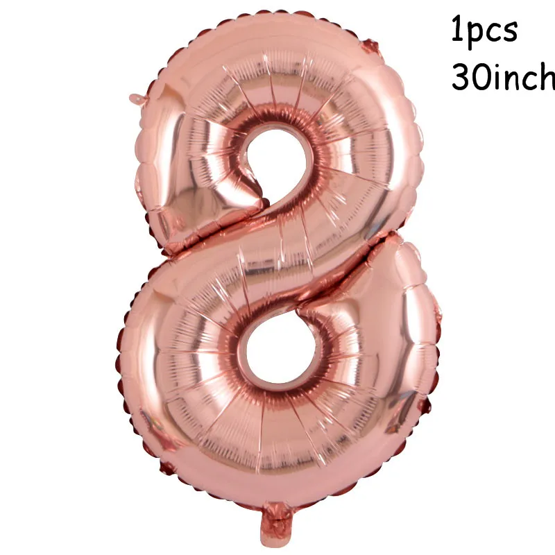 10 шт./лот, 18 дюймов, розовое золото, сердце, фольга, шары, свадьба, день рождения, вечеринка, декор для детского душа, принадлежности, подарки на день Святого Валентина - Цвет: 30 inch number 8