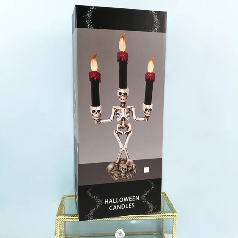 DIY Terror Human Skeleton Candle Lights Halloween Atmosphere Decoration Festive Supplies Desktop Party Home Decor Candle Holder