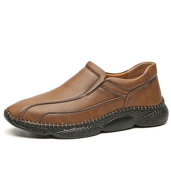 

New Loafer Shoes Men's Leather Casual Shoes Male Spring Driving Shoes Solid Men Flat Shoes Big Size 38-48 business Footwear *