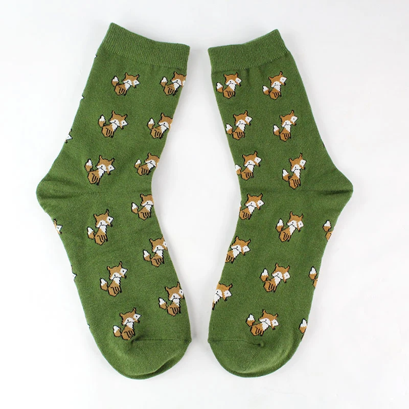 Забавные женские креативные носки с рисунками животных, meias милые теплые хлопковые носки в стиле Харадзюку для девочек милые маленькие лисички