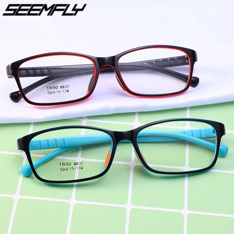 

Seemfly Optical Children Glasses Frame TR90 Silicone Children Flexible Protective Kids Diopter Eyeglasses Rubber Soft Eyewear