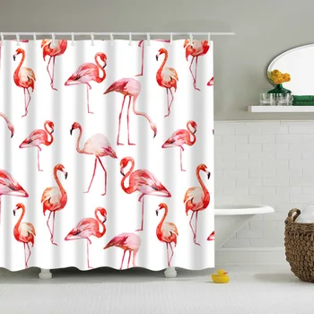 

Summer Flamingo Pink Shower Curtain Large Bath Single Printing Waterproof for Bathroom Decor Rideau De Douche Gifts 200x180cm