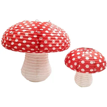 

3D Mushroom Shaped Hanging Paper Lanterns for Fairy Party Woodland Hoodwinked Baby Shower Birthday Room Nursery Decor 2 PCS (Dif