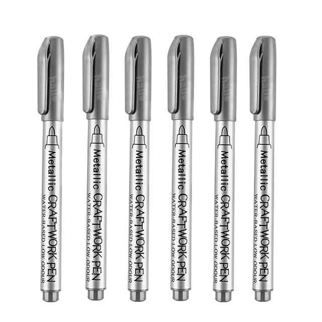 Haile Liquid Mirror Marker Silver Markers Pen DIY Reflective Paint Pens Mirror Markers Chrome Finish Metallic Art Craftwork Pen Metal silver-6cs