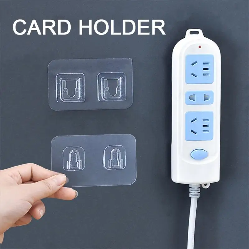 1pcs Plug Holder Wall Sticker Plug Row Wall Hanging Socket Drag Line Plug Board Router Storage Without Trace Free Punch Hooks afbeelding