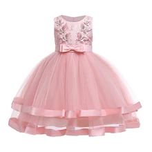 Эксклюзивный дизайн, детское платье Платья с цветочным узором и бантом для девочек Розовые Детские платья с креветками для девочек возрастом от 3 до 8 лет, рождественский подарок