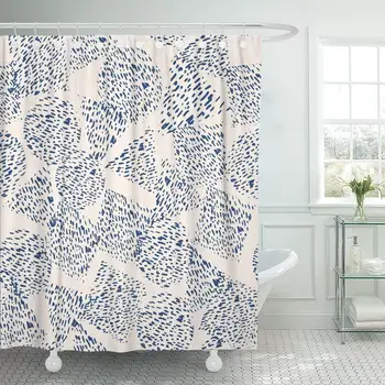 

Tie Dye Shibori Ink Japanese Modern Batik Watercolor Indigo Shower Curtain Waterproof Polyester Fabric 72 x 78 Inches Set