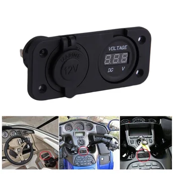 

New 2 in 1 Car Styling Waterproof 12V Car Cigarette Lighter Socket Power Panel Voltmeter For Camper Caravan Marine Auto
