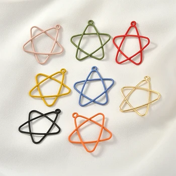 

Macaron Color Minimalistic Geometric Five-Pointed Star Spray Skin Alloy Earrings Accessories DIY Jewelry Hand-Made 10 pieces