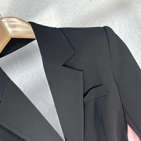 TWOTWINSTYLE Colorblock Casual damska kurtka jesienny ząbkowany z długim rękawem Patchwork diamentowa szczupła kobieta marynarka 2022 jesienna odzież 4