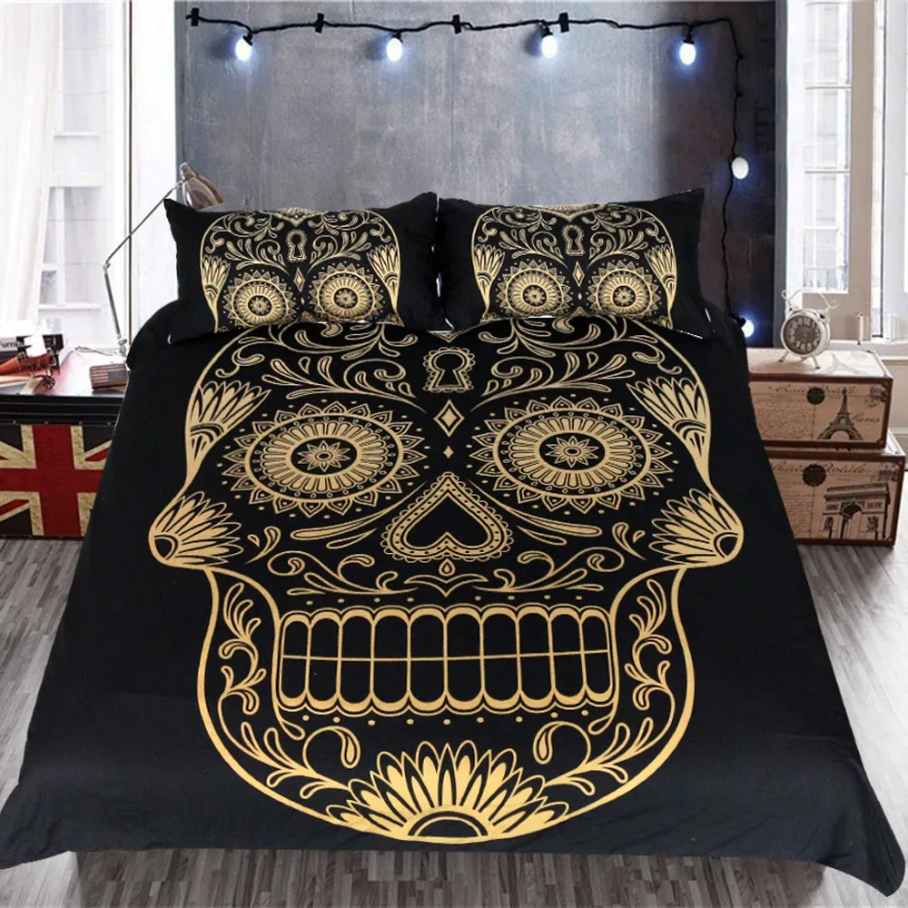 3d Skull Gothic Style Dead Fire Quilt Cover Skeleton Duvet Covers