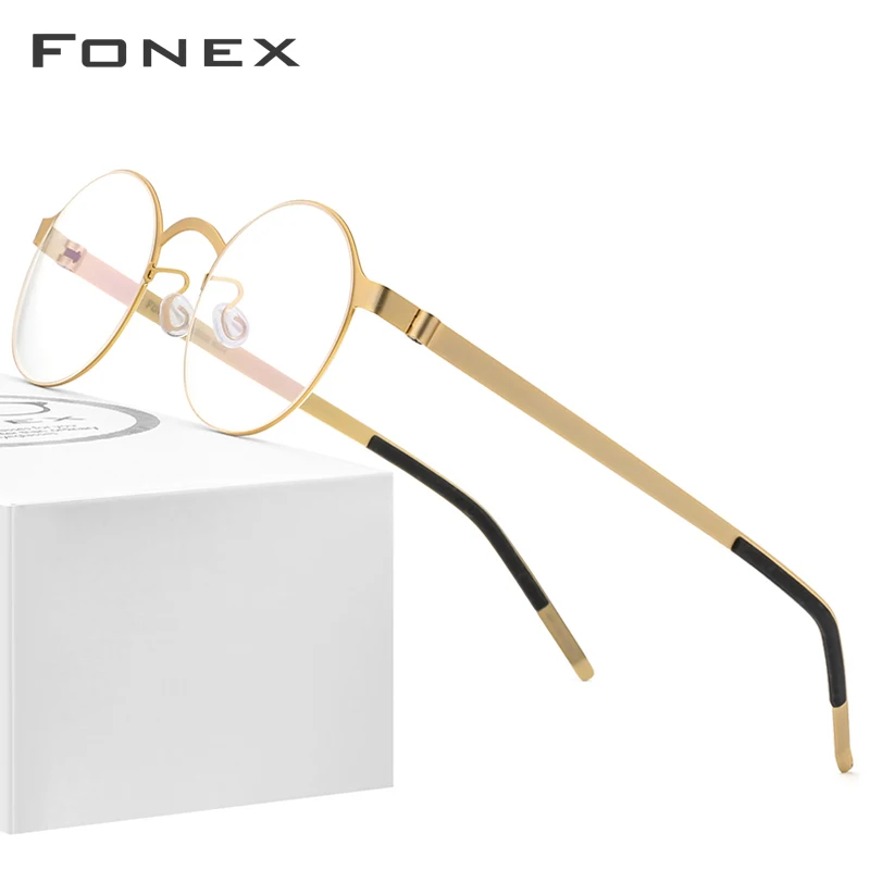 FONEX Винтажные круглые оправы для очков мужские Безвинтовые очки оптические