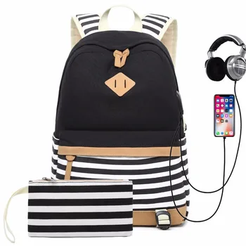 

bolsa mochilas feminina escolar notebook female backpack usb school bags for teenage girls rucksack women 14'' laptop backpack