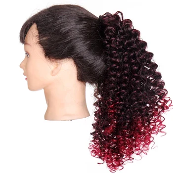 

MUMUPI short synthetic ponytails wig Afro Kinky Curly Hair pony extensions brown For African American