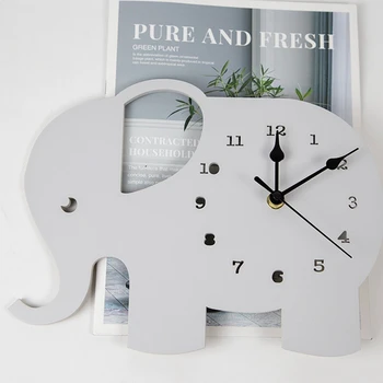 

Cartoon Silent Bell Clock Alarm Children'S Room Photography Props Nordic Wall Decoration Pendant Cartoon Elephant Alarm Clock
