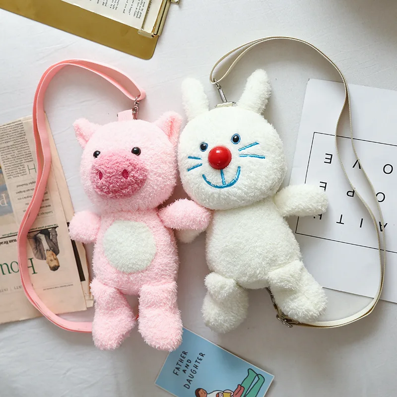 

30cm Cute plush toy doll rabbit pig mobile phone bag soft stuffed plush animals for children's birthday WJ609