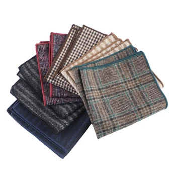 

1Pcs Stripe/Grid Pattern Wool Square Scarf Men Handkerchief Square Scarf Simple and generous Wedding articles Multi Purpose