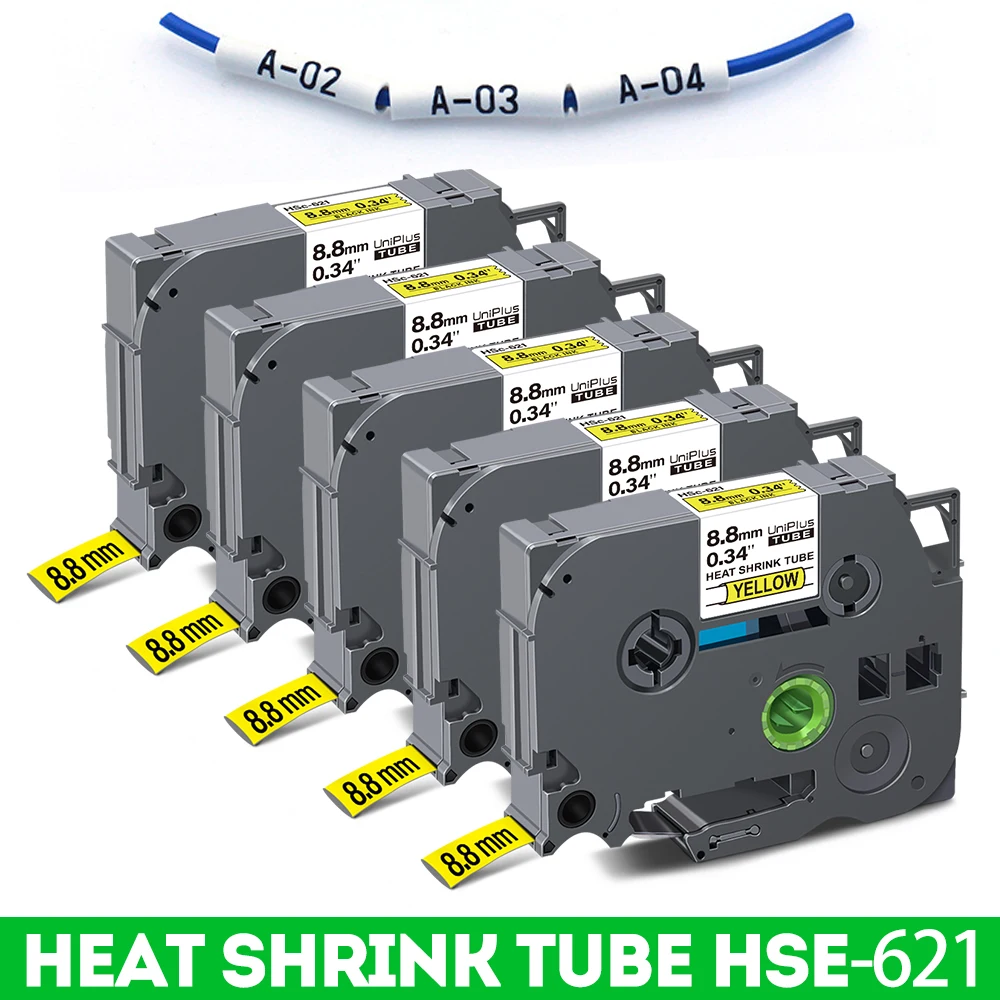 5pk Heat Shrink Tube Tape Shrink Film Label Replace Brother Hse621 Hse ...