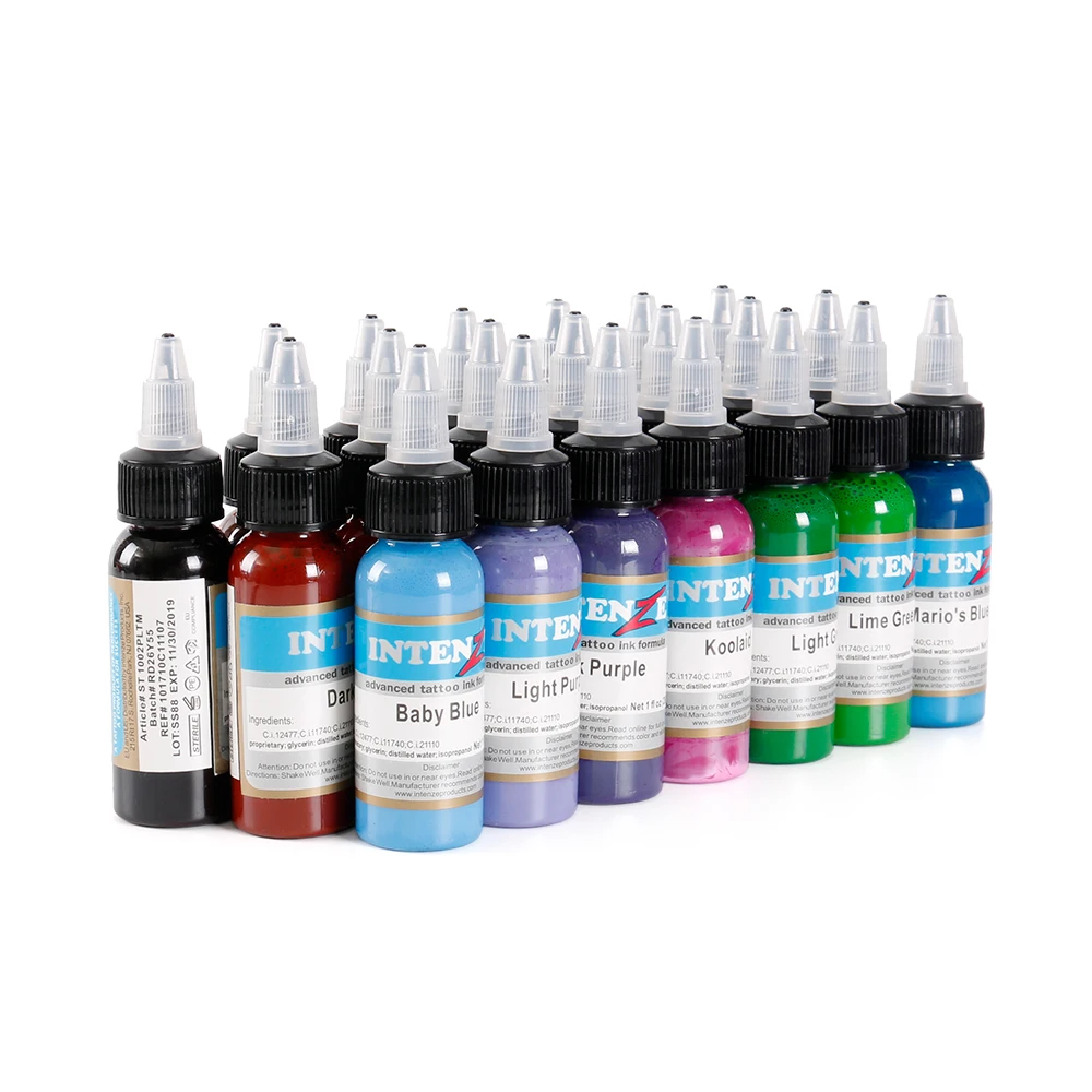 

1 Oz (30ml)/Bottle Tattoo Ink Set Pigment For Permanent Makeup Tattoo & Body Art Pigmento Body Painting Color Ink 21Pcs