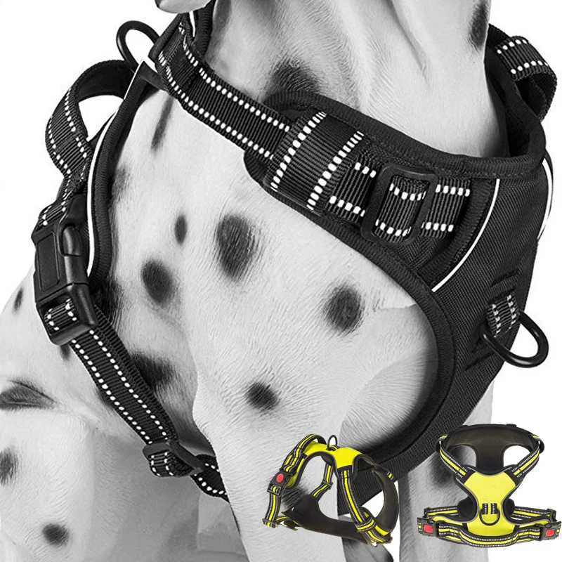 

Reflective Pet Dog Harness Vest Breathable Nylon Adjustable Anti-collision Pet Harness for Medium Large Dogs Chest Straps