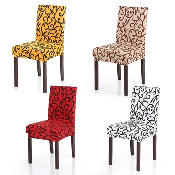 

New Stretch Removable Washable Short Dining Chair Cover Soft Milk Silk Spandex Printing Chair Cover Wedding Party Hotel Chritmas