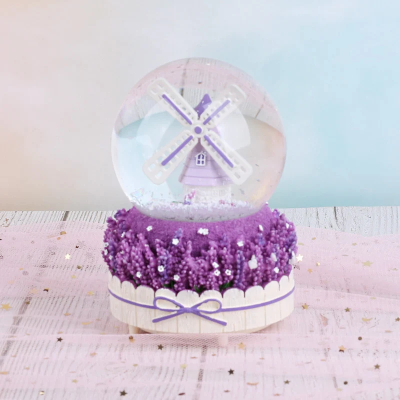 

Creative Romantic Windmills Snow Globe Crystal Ball Rotating Music Box Christmas Decoration For Home Home Decoration Accssories