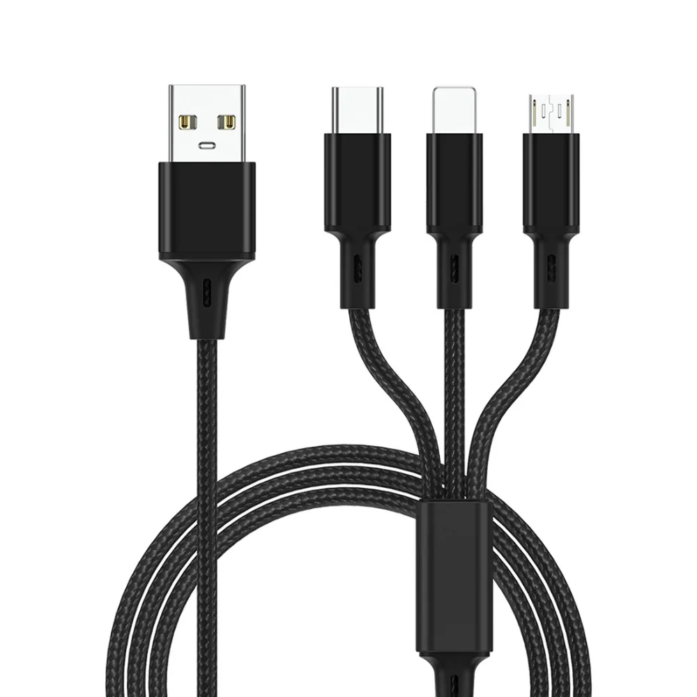 3 в 1 СВЕТОДИОДНЫЙ модуль панели управления usb type-C 8pin Кабель зарядного устройства нейлоновый плетеный провод для смартфона зарядный кабель для мобильного телефона шнур
