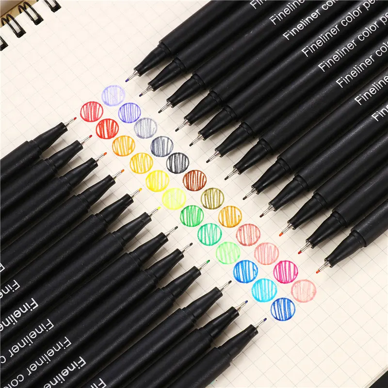 

0.4mm Micron Liner Marker Pens 12 Colors Fineliner Color Pen Water Based Assorted Ink For Painting School Office Art Supplies