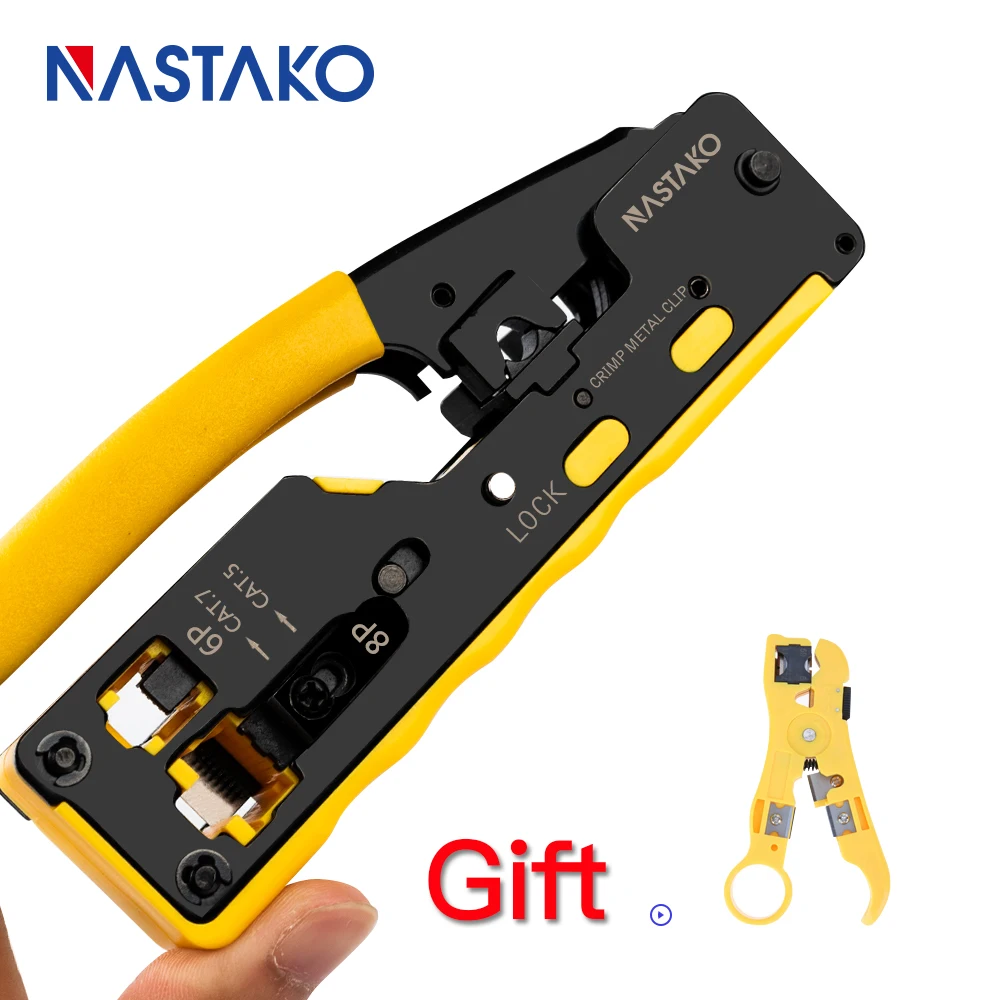 All in one EZ RJ45 Tool Network Crimper Cable Crimping Tools for RJ45 Cat7 Cat6 Cat5 RJ11 RJ12 Modular Plugs Metal Clips Pliers