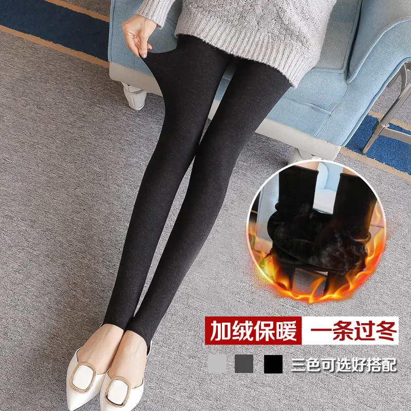 

Leggings for Pregnant Woman plus Velvet Abdominal Support Adjustable Pregnant Women Autumn And Winter Outer Wear Cotton-padded T