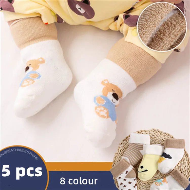 

5 Pair High Quality Thicken Cartoon Comfort Cotton Newborn Socks 0-3Year Kids Boy New Born Baby Girl Socks Meia Infantil Sock