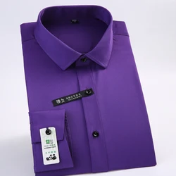 Chemise à manches longues pour hommes, tenue de bureau, coupe cintrée, pour les affaires sociales et formelles 