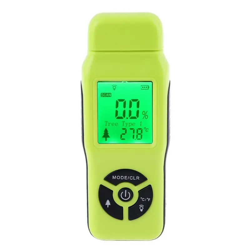 Wood Moisture Meter Humidity Tester Timber Damp Bamboo Paper Detector 2%~70% M89B - Цвет: Зеленый