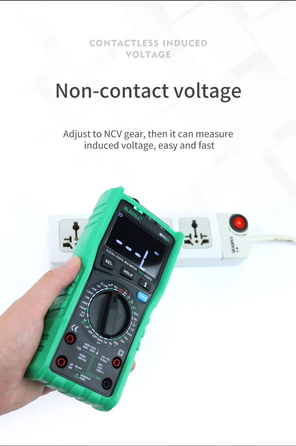 ELECALL EM51/EM51C Многофункциональный цифровой мультиметр DC AC NCV температурный испытательный вольтметр фьюзинг-сигнализация Высокая точность подсветка