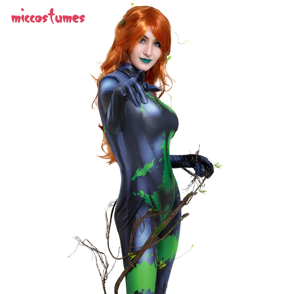 Ядовитый костюм с узором плюща женщина девушка Plantgirl растение токсинов Косплей Костюм Комбинезон 3D печатных зентай для Хэллоуина