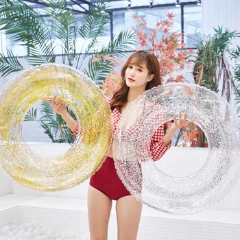

PVC Sequins Swim Ring Crystal Clear Adult Inflatable Swimming Ring Inflatable Pool Float Water Party Toy 70cm -100cm