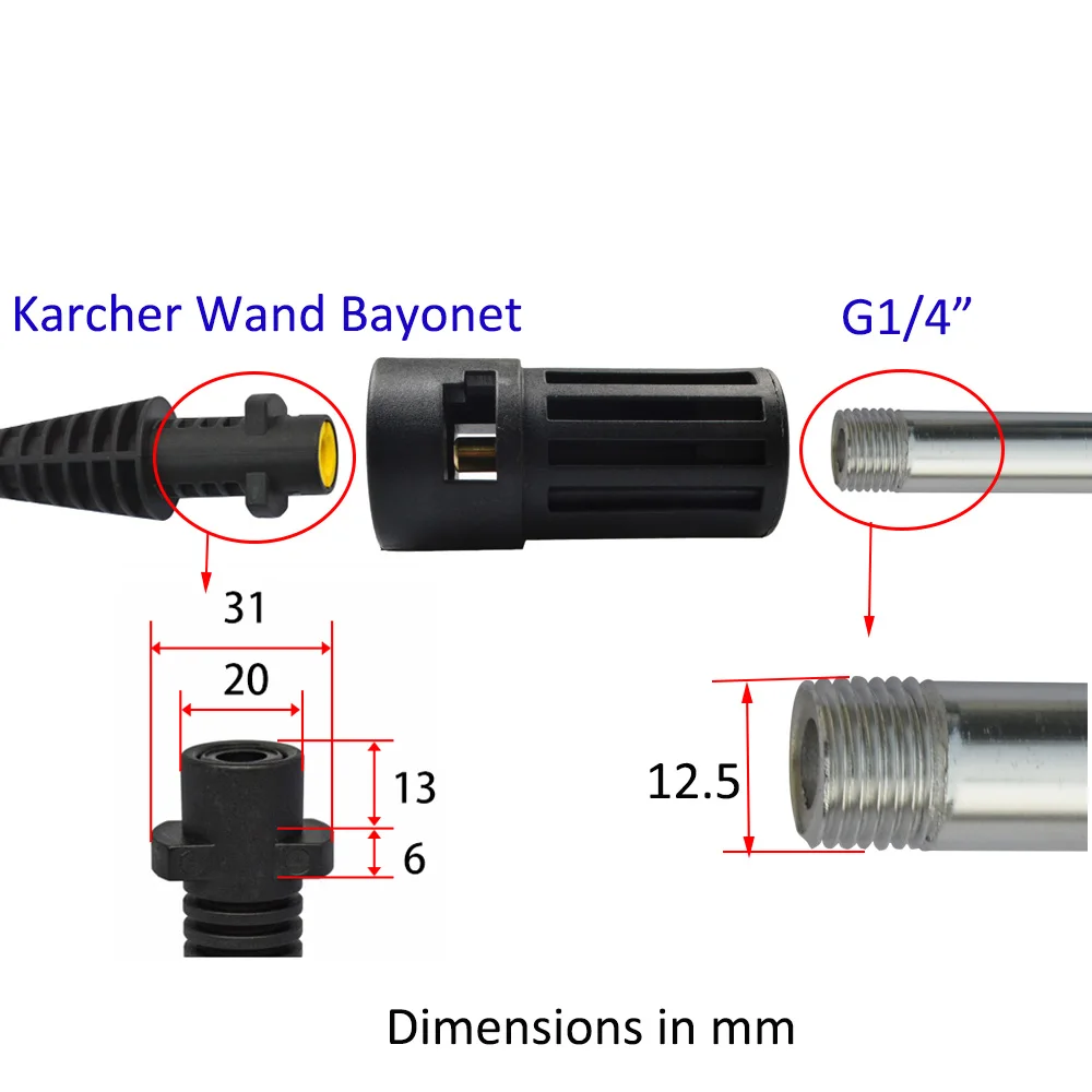 Pressure Washer Connector Adapter for Connect AR/Interskol/Lavor/Bosche/Huter/M22 Lance Wand to Karcher Water Gun Female Adapter 6