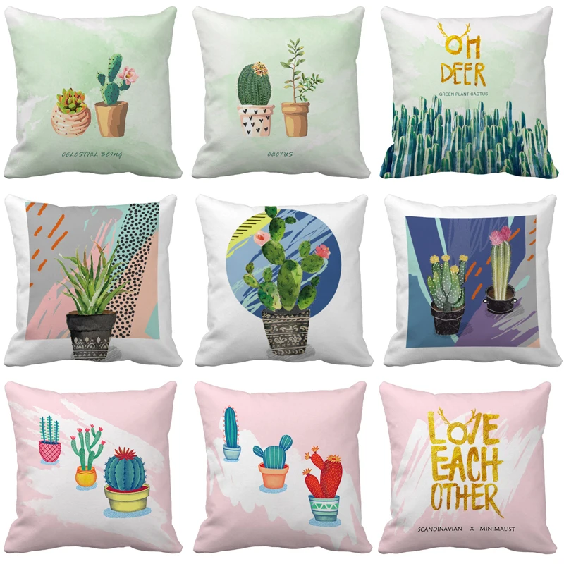 

Nordic simple cactus series printing pillow cover cushion cover does not include pillow core