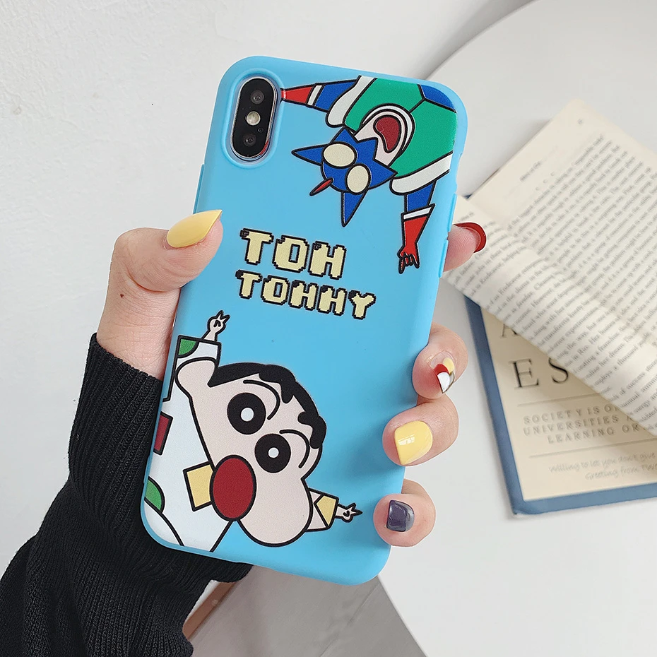 Чехол Crayon Shin-chan для iPhone 11 Pro Max XR XS X 8 7 6S 6 Plus 5 5S SE мультяшная милая пара силиконовых чехлов из ТПУ для телефона