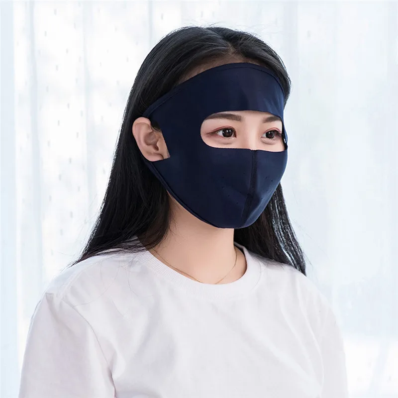 Лето Защита от ультрафиолета анфас маска тонкий дышащий шелк светло-голубого цвета моется, маска для мужчин и женщин, автомобильные аксессуары - Название цвета: A