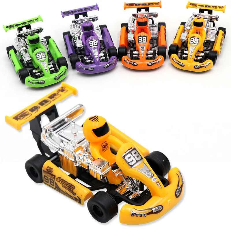 1 peça mini carro de brinquedo puxado para trás modelo de corrida de  desenho animado colorido carro de corrida de kart (cor aleatória)