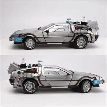 

1/18 Scale Alloy Car Diecast Model Part 3 Time Machine Vehicle Metal Toy Welly Back To The Future Kid Gifts Collection Model