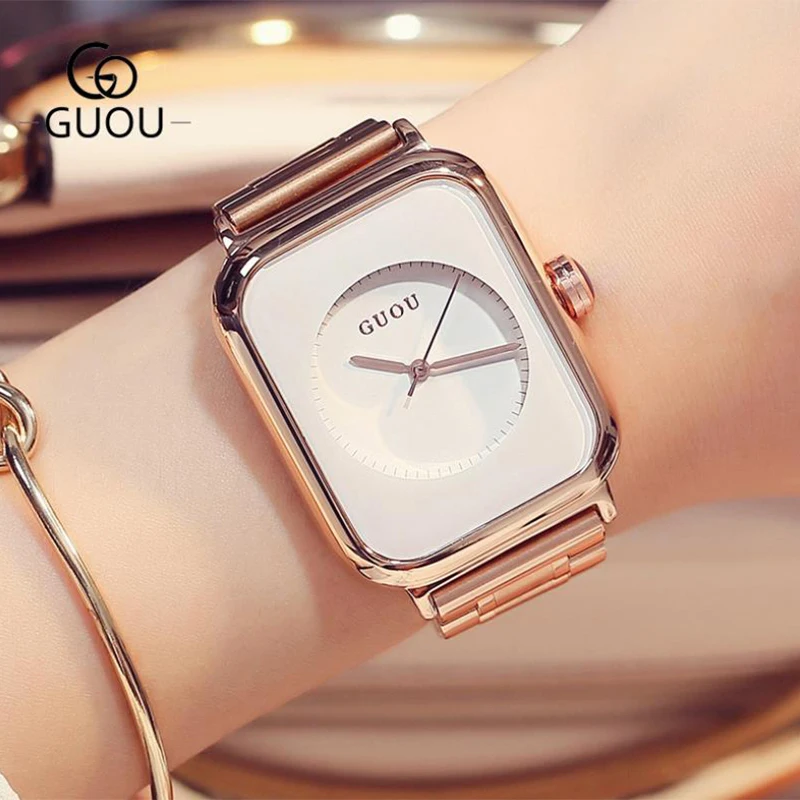 Женские часы с ремешком из натуральной кожи Модные Кварцевые женские наручные