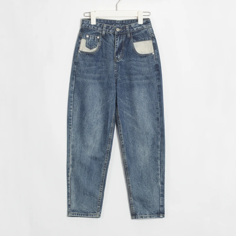 Dark Blue Wixra Новые однотонные BF повседневные женские джинсовые штаны с высокой талией и карманами, джинсовые брюки весна-осень, женские джинсы - Цвет: Dark Blue
