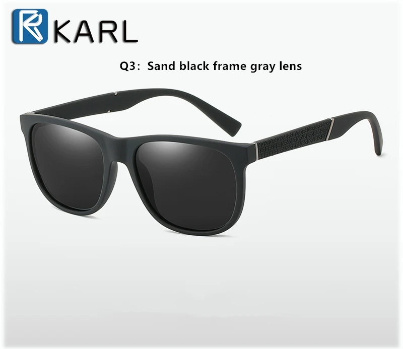 Q3 GRAY SUNGLASSES KARL Классические поляризованные солнцезащитные очки, мужские водительские солнцезащитные очки, роскошный бренд, Черные Квадратные Солнцезащитные очки, wo, Мужские Винтажные Солнцезащитные очки из поликарбоната - Цвет линз: Q3 GRAY SUNGLASSES