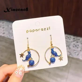 

Trend C style dangle earrings women cute cat star ball danging earrings korean fashion jewelry boucle d'oreille femme 2019 3pair