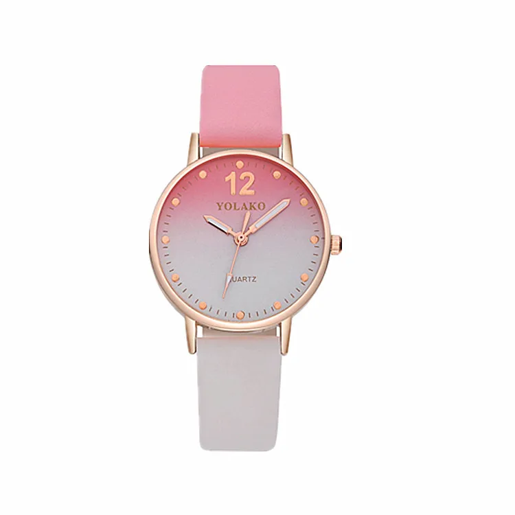 

Joom Hot Selling Candy-Colored Bracelet Watch AliExpress Wish Simplicity Ladies' Watch Korean-style Leather Strap Watch