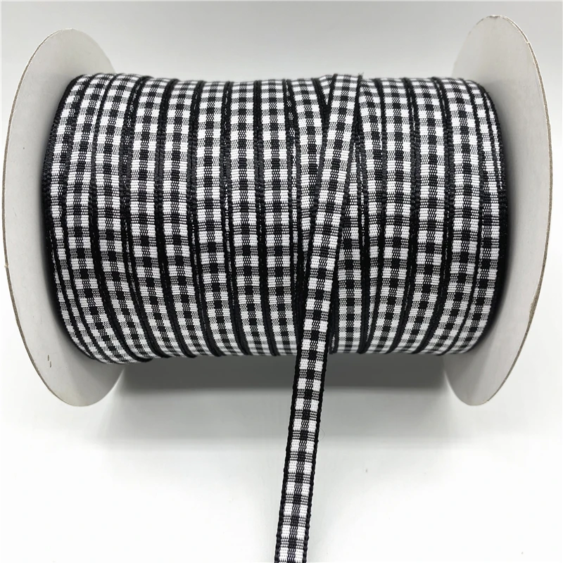 5yards/Lot 6mm Plaid Ribbon Grid Printed Ribbon Home Wedding Christmas Decorations DIY Gift Wrapping
